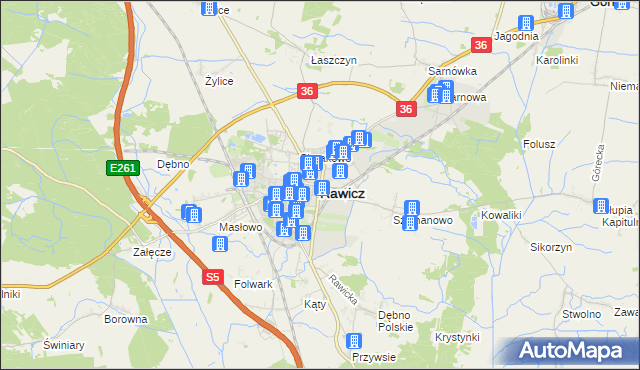 mapa Rawicz, Rawicz na mapie Targeo
