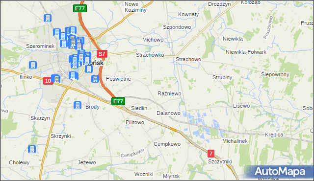 mapa Raźniewo, Raźniewo na mapie Targeo