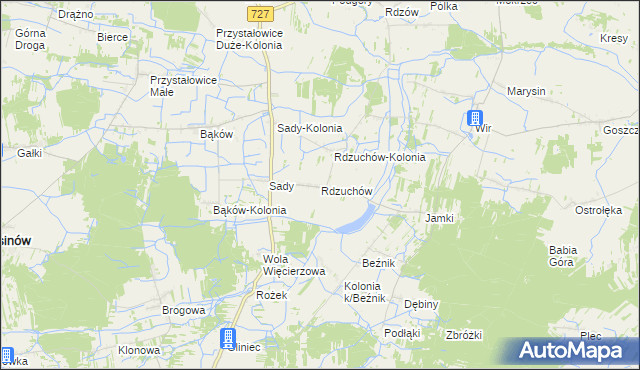 mapa Rdzuchów, Rdzuchów na mapie Targeo