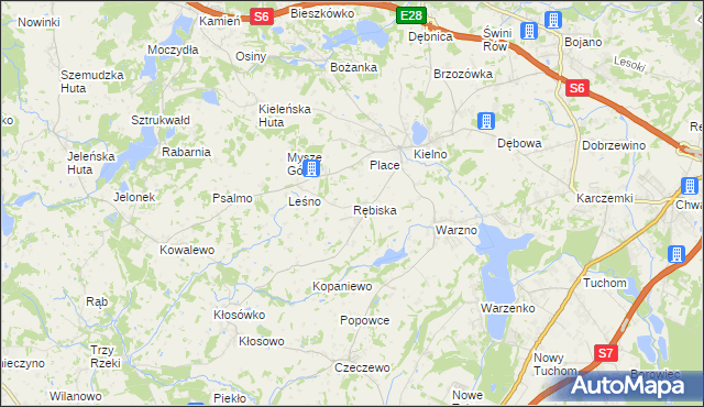 mapa Rębiska gmina Szemud, Rębiska gmina Szemud na mapie Targeo