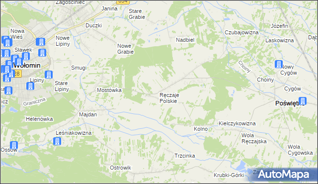 mapa Ręczaje Polskie, Ręczaje Polskie na mapie Targeo