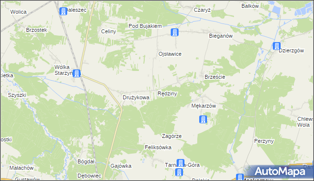mapa Rędziny gmina Szczekociny, Rędziny gmina Szczekociny na mapie Targeo