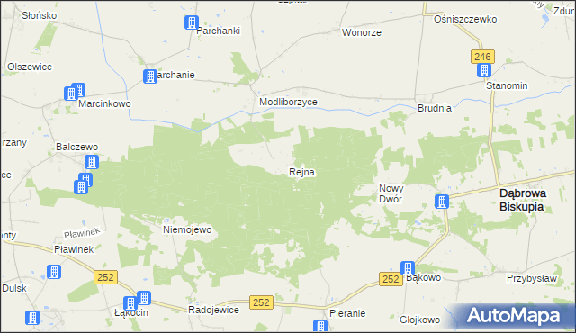 mapa Rejna, Rejna na mapie Targeo