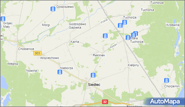 mapa Reklinek, Reklinek na mapie Targeo