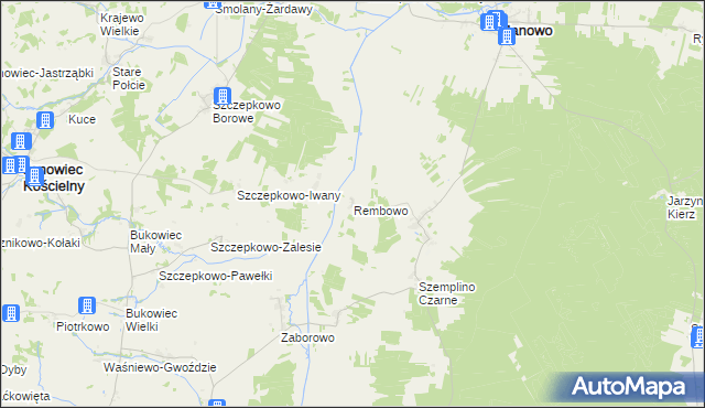 mapa Rembowo gmina Janowo, Rembowo gmina Janowo na mapie Targeo