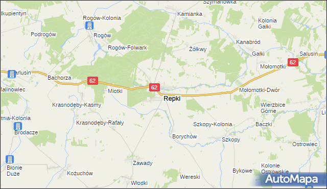 mapa Repki powiat sokołowski, Repki powiat sokołowski na mapie Targeo