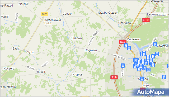 mapa Rogawka, Rogawka na mapie Targeo