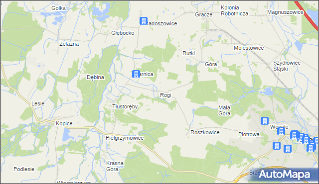 mapa Rogi gmina Niemodlin, Rogi gmina Niemodlin na mapie Targeo