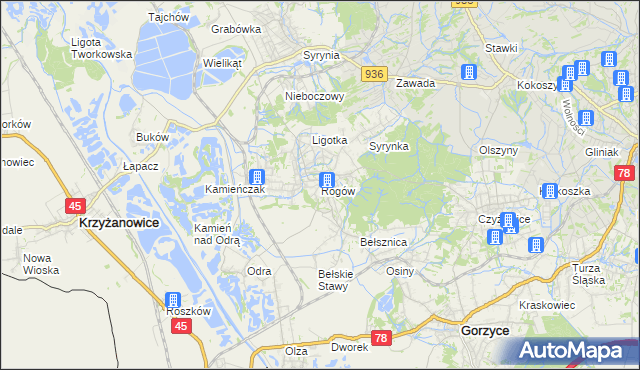 mapa Rogów gmina Gorzyce, Rogów gmina Gorzyce na mapie Targeo