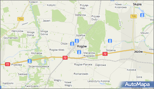 mapa Rogów powiat brzeziński, Rogów powiat brzeziński na mapie Targeo