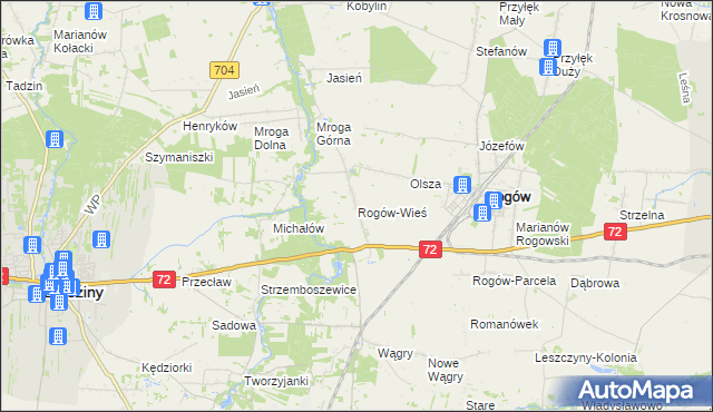 mapa Rogów-Wieś, Rogów-Wieś na mapie Targeo