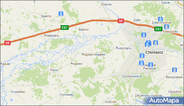 mapa Rogówek gmina Choroszcz, Rogówek gmina Choroszcz na mapie Targeo