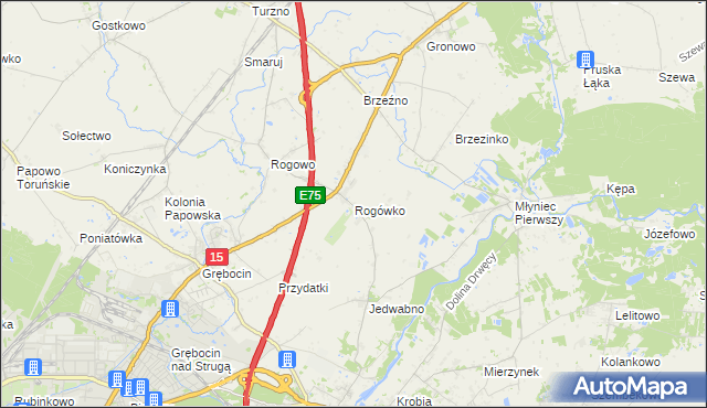 mapa Rogówko gmina Lubicz, Rogówko gmina Lubicz na mapie Targeo