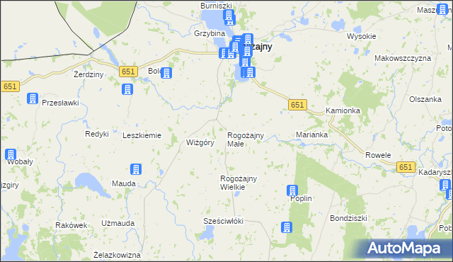 mapa Rogożajny Małe, Rogożajny Małe na mapie Targeo