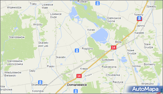 mapa Rogóźno gmina Domaniewice, Rogóźno gmina Domaniewice na mapie Targeo