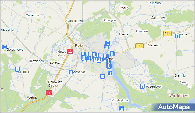 mapa Rogoźno powiat obornicki, Rogoźno powiat obornicki na mapie Targeo