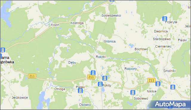 mapa Rokitki gmina Czarna Dąbrówka, Rokitki gmina Czarna Dąbrówka na mapie Targeo