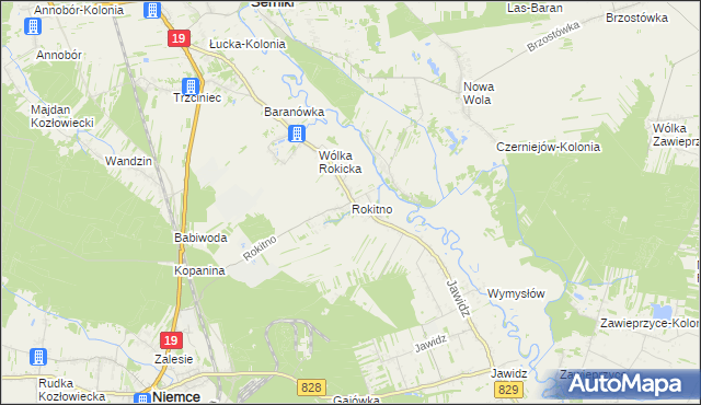mapa Rokitno gmina Lubartów, Rokitno gmina Lubartów na mapie Targeo