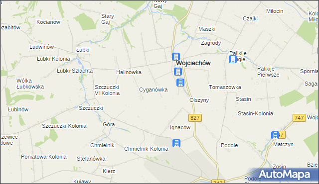 mapa Romanówka gmina Wojciechów, Romanówka gmina Wojciechów na mapie Targeo