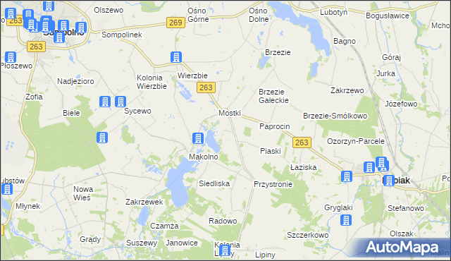 mapa Romanowo gmina Sompolno, Romanowo gmina Sompolno na mapie Targeo
