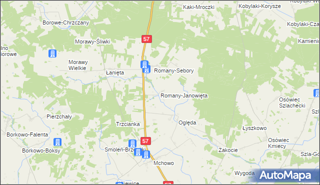 mapa Romany-Janowięta, Romany-Janowięta na mapie Targeo