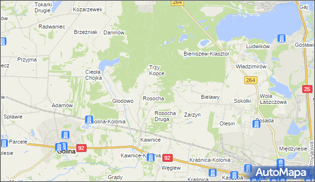mapa Rosocha-Kolonia, Rosocha-Kolonia na mapie Targeo