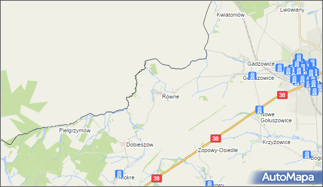 mapa Równe gmina Głubczyce, Równe gmina Głubczyce na mapie Targeo
