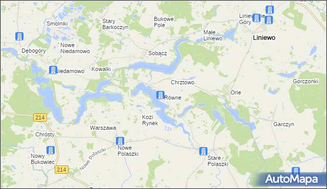 mapa Równe gmina Liniewo, Równe gmina Liniewo na mapie Targeo