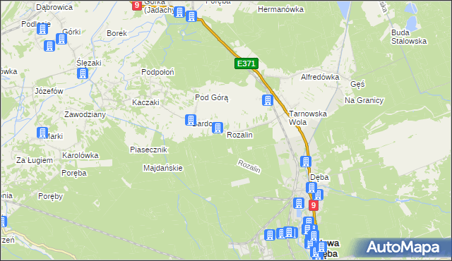 mapa Rozalin gmina Nowa Dęba, Rozalin gmina Nowa Dęba na mapie Targeo