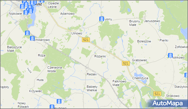 mapa Różanki gmina Susz, Różanki gmina Susz na mapie Targeo