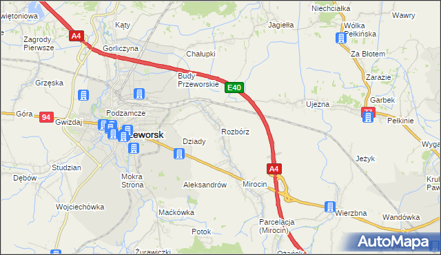 mapa Rozbórz, Rozbórz na mapie Targeo