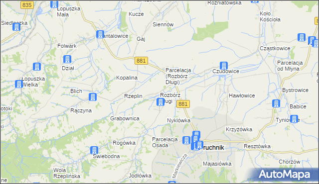 mapa Rozbórz Długi, Rozbórz Długi na mapie Targeo