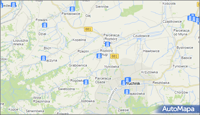 mapa Rozbórz Okrągły, Rozbórz Okrągły na mapie Targeo