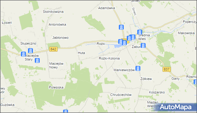 mapa Rożki-Kolonia, Rożki-Kolonia na mapie Targeo