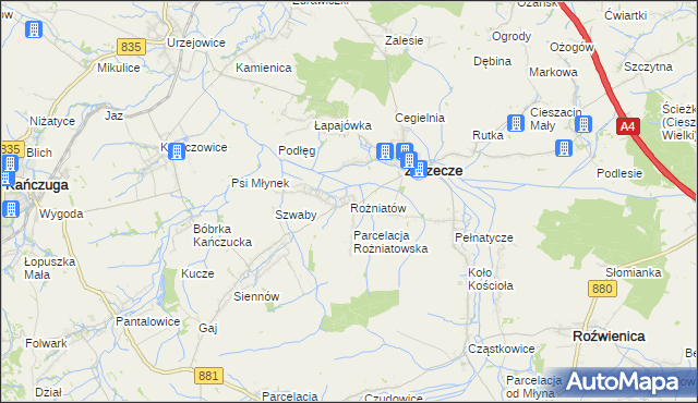 mapa Rożniatów gmina Zarzecze, Rożniatów gmina Zarzecze na mapie Targeo