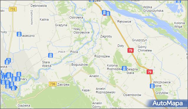mapa Rozniszew, Rozniszew na mapie Targeo