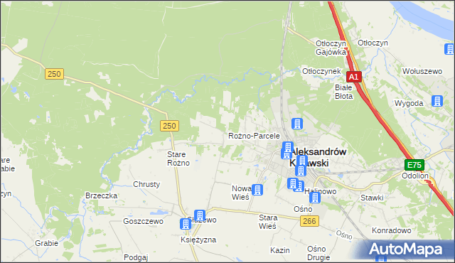 mapa Rożno-Parcele, Rożno-Parcele na mapie Targeo