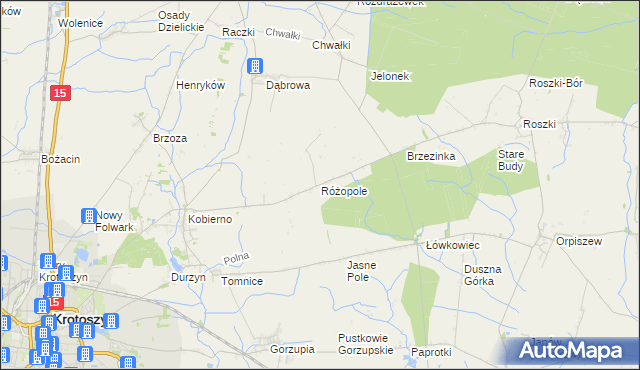 mapa Różopole, Różopole na mapie Targeo