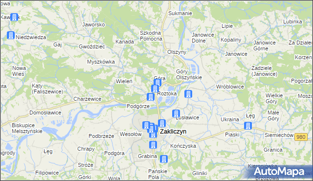 mapa Roztoka gmina Zakliczyn, Roztoka gmina Zakliczyn na mapie Targeo