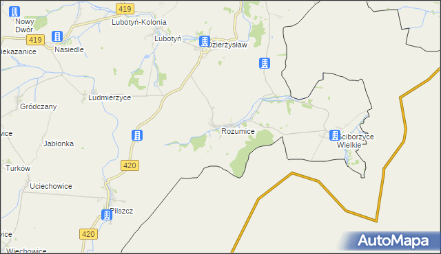 mapa Rozumice, Rozumice na mapie Targeo