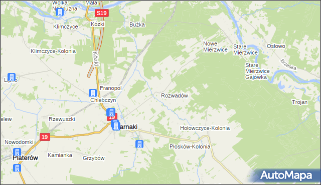 mapa Rozwadów gmina Sarnaki, Rozwadów gmina Sarnaki na mapie Targeo