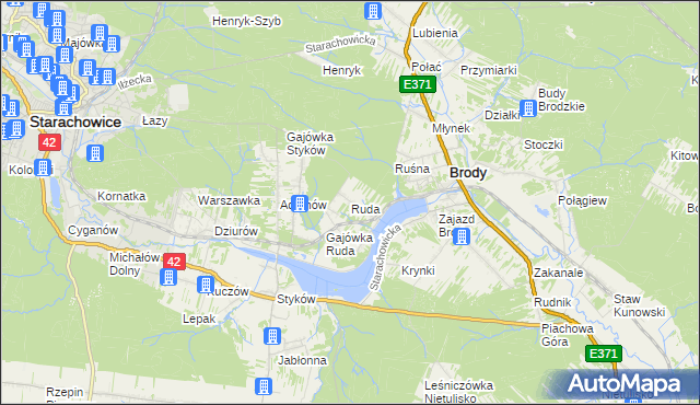 mapa Ruda gmina Brody, Ruda gmina Brody na mapie Targeo