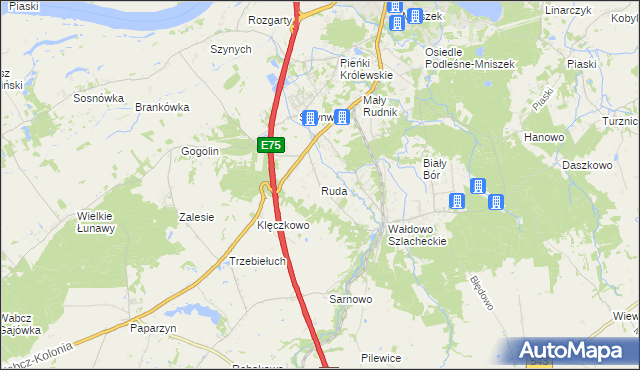 mapa Ruda gmina Grudziądz, Ruda gmina Grudziądz na mapie Targeo