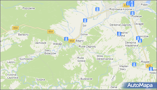 mapa Ruda-Zagrody, Ruda-Zagrody na mapie Targeo