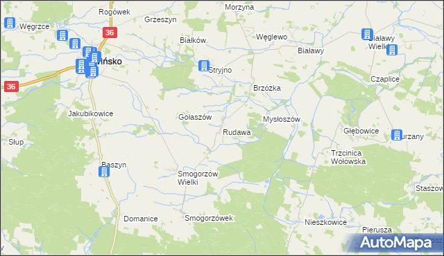 mapa Rudawa gmina Wińsko, Rudawa gmina Wińsko na mapie Targeo