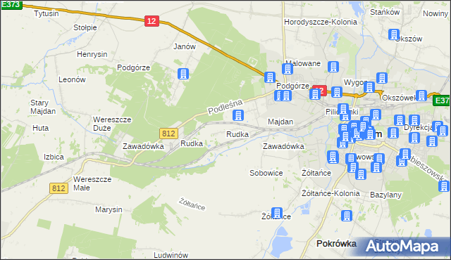 mapa Rudka gmina Chełm, Rudka gmina Chełm na mapie Targeo