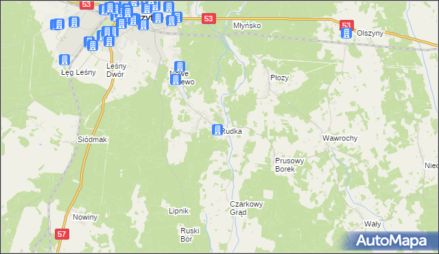 mapa Rudka gmina Szczytno, Rudka gmina Szczytno na mapie Targeo