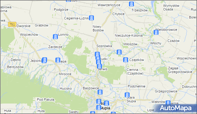 mapa Rudki gmina Nowa Słupia, Rudki gmina Nowa Słupia na mapie Targeo