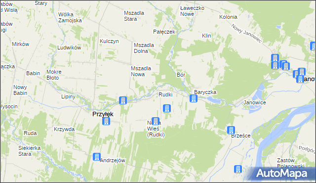 mapa Rudki gmina Przyłęk, Rudki gmina Przyłęk na mapie Targeo