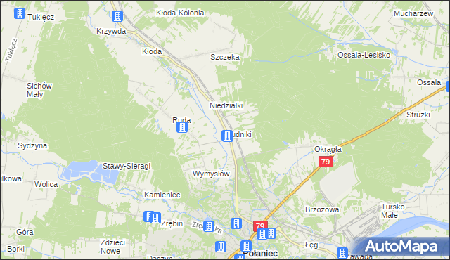 mapa Rudniki gmina Połaniec, Rudniki gmina Połaniec na mapie Targeo
